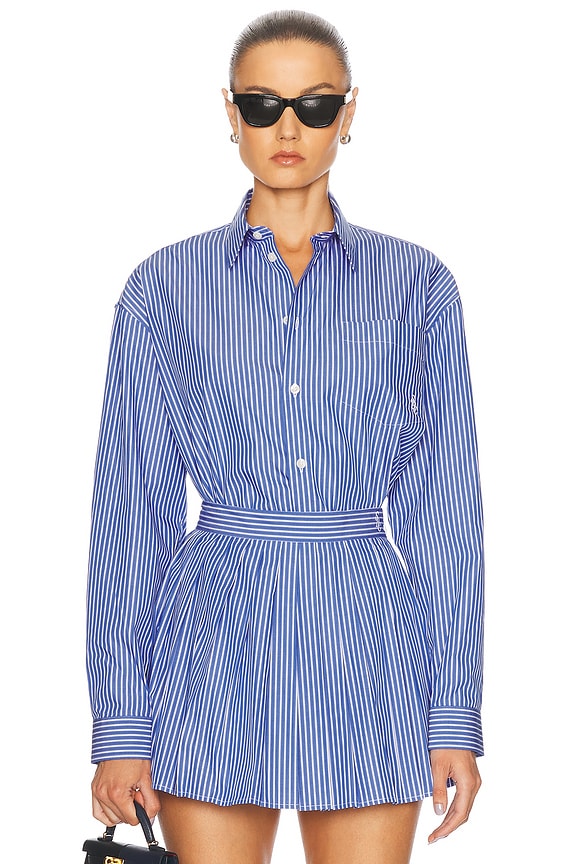 Miu Miu Button Up Top in Azzurro | FWRD Miu Miu Button Up Top in Azzurro | FWRD