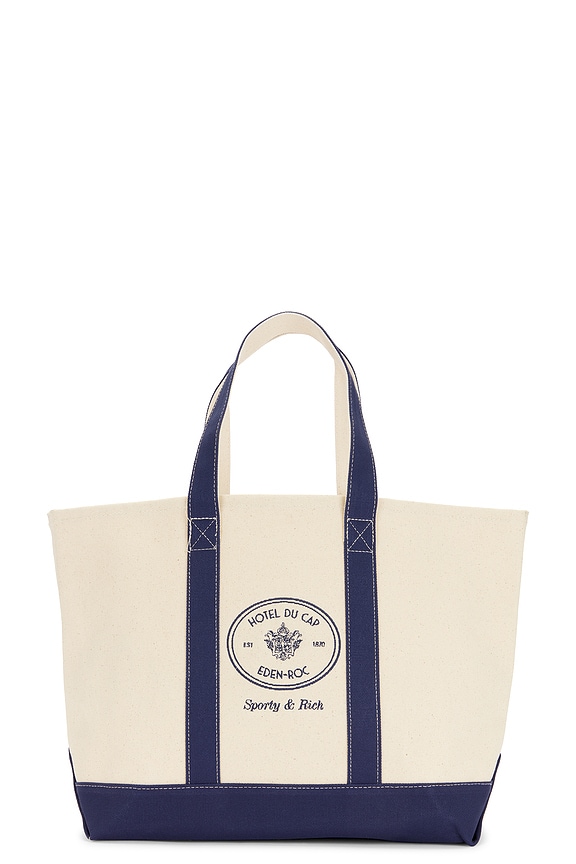 Sporty & Rich X Le Bristol Paris Bristol Crest Tote Bag in Natural