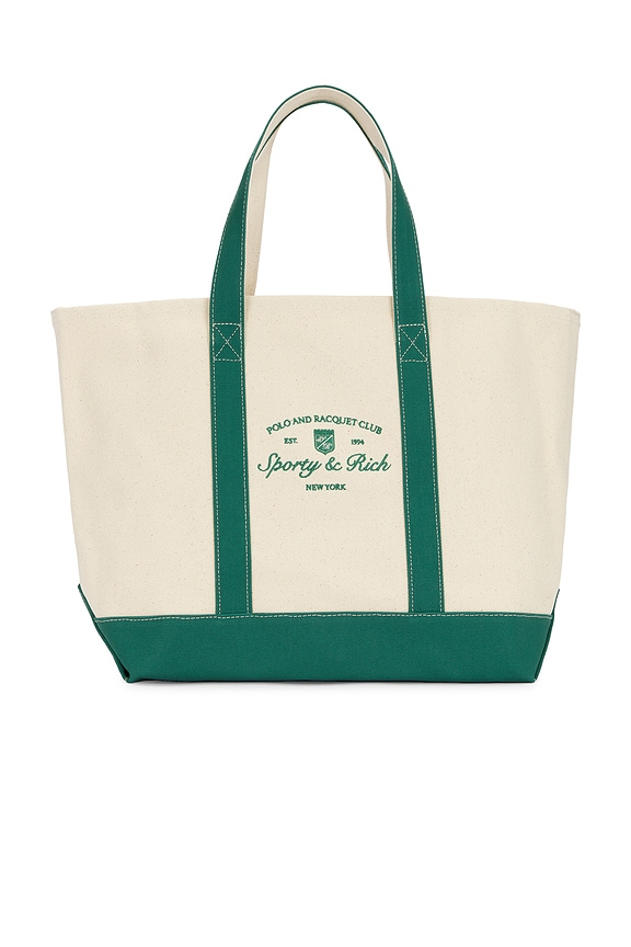 Sporty & Rich X Le Bristol Paris Bristol Crest Tote Bag in Natural