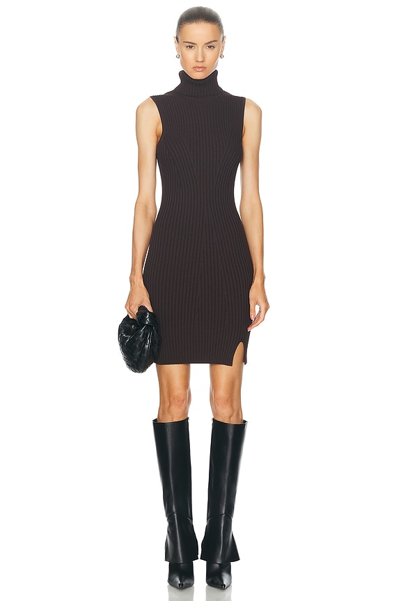 【関税＆送料込み】Versace Black Mini Sleeveless Dress With VERSACE Turtleneck Sleeveless Mini Dress in Black | FWRD