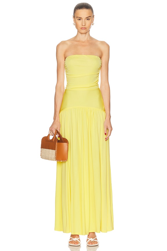 SIMKHAI Adalys Bustier Midi Dress in Tangerine | FWRD