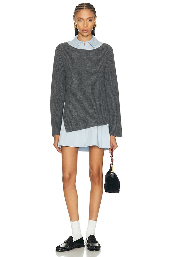 Helsa Saffron Mini Knit Dress in Heather Grey | FWRD Helsa Saffron Mini Knit Dress in Heather Grey | FWRD