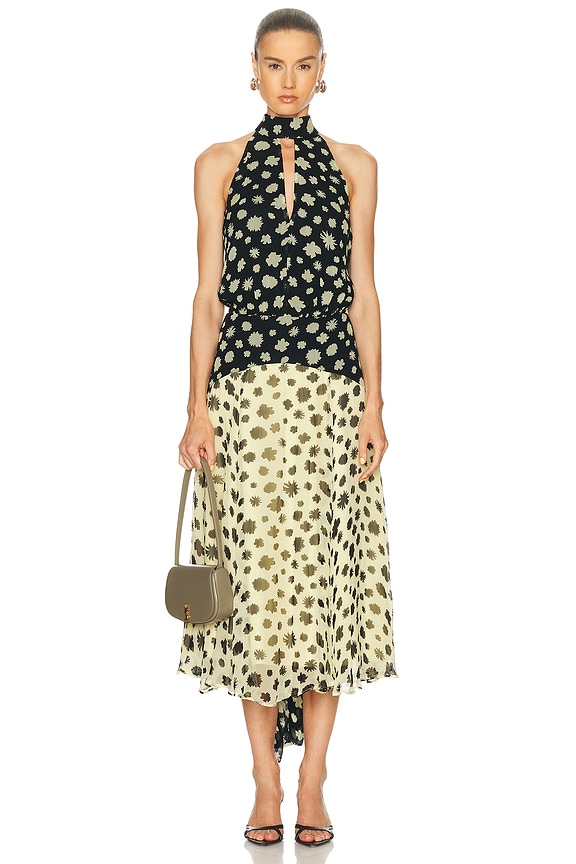 SALONI Michelle Midi Dress in Ornamental & Black | FWRD