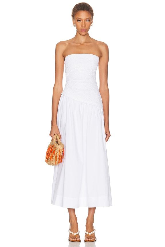 chinese dress ladies Mille Demi Dress in White Embroidered Linen S