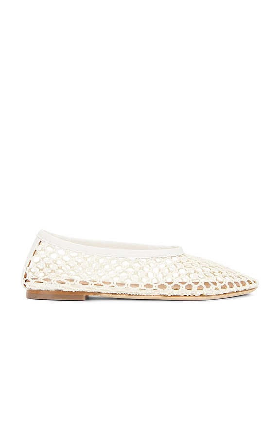 Staud Alba Ballet Flat in Cream Crochet | FWRD