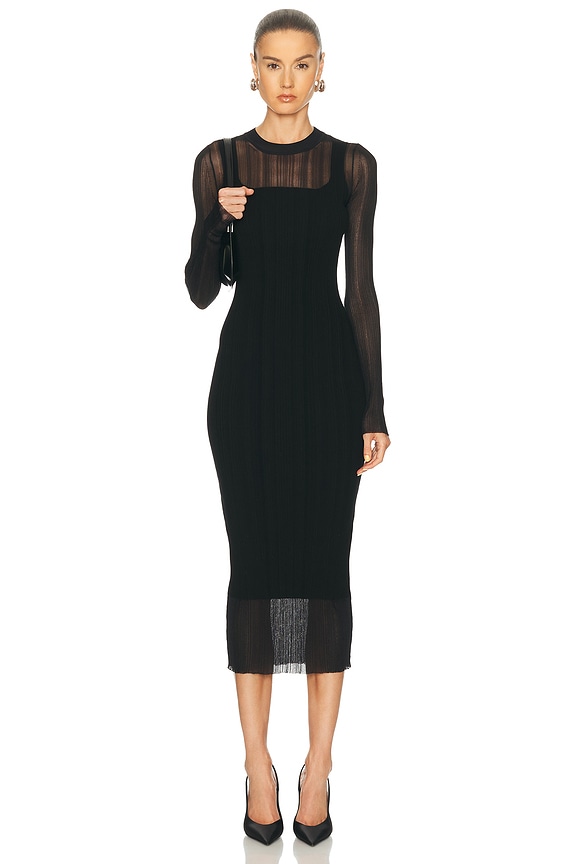 self-portrait Lace Knit Midi Dress in Deep Green | FWRD
