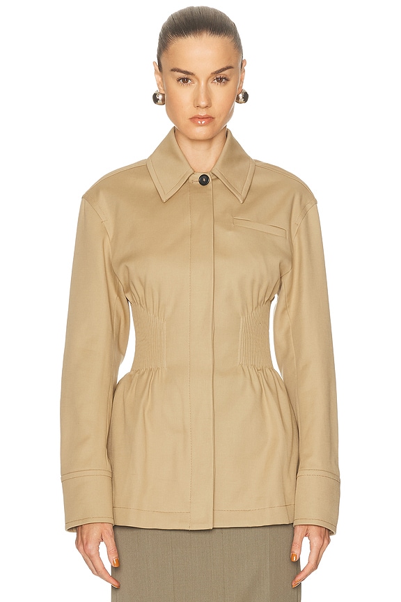 Norma Kamali Oversized Single Breasted Jacket in Sand | FWRD