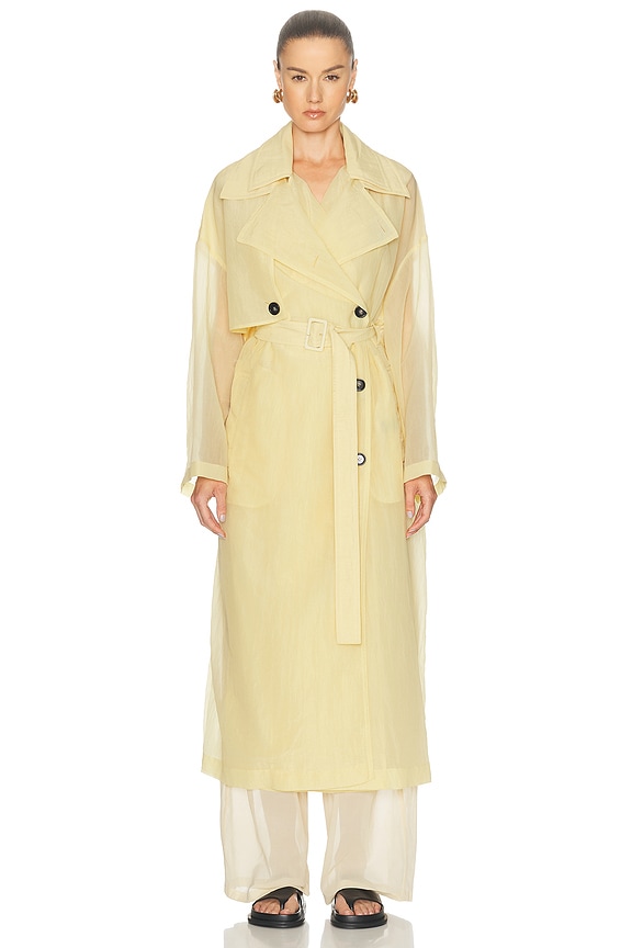 Toteme Tumbled Cotton Silk Trench Coat in Sand | FWRD