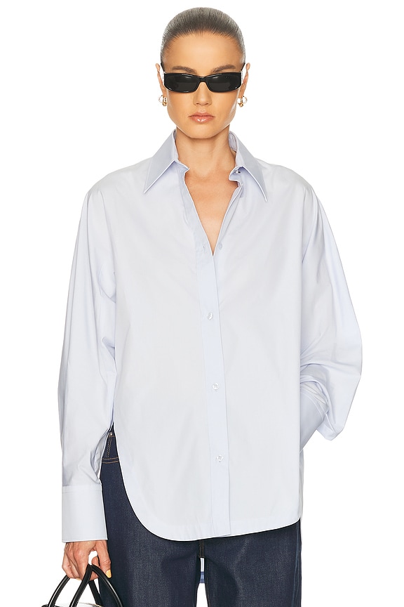 Peter Do Combo Twisted Oversized Shirt in Light Blue & Medium Blue Peter Do Combo Twisted Oversized Shirt in Light Blue & Medium Blue