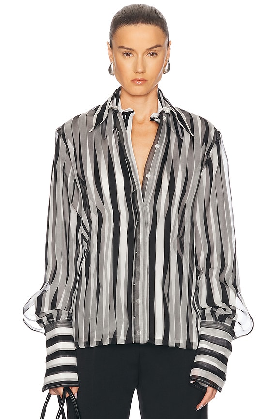 The Row Luka Shirt in GREY STRIPE | FWRD