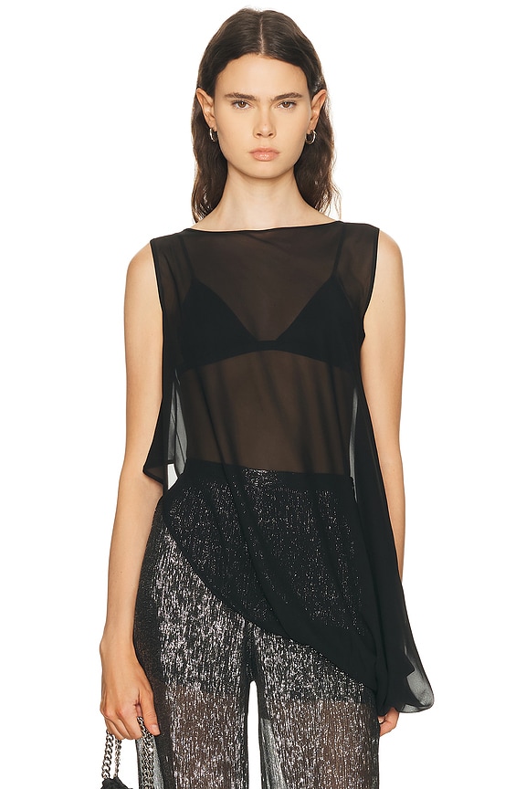 shushu/tong ブラックビスチェ　トップス Shushu/Tong Notched Fluffy Sleeveless Top in Black | FWRD