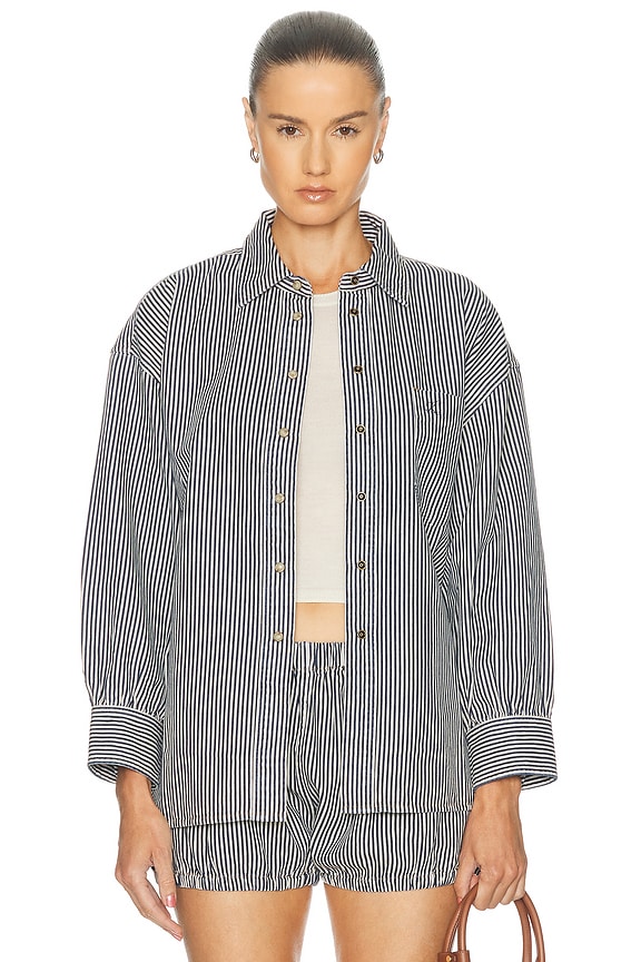 Alexander Wang Oversized Shirt Jacket in Black & White | FWRD