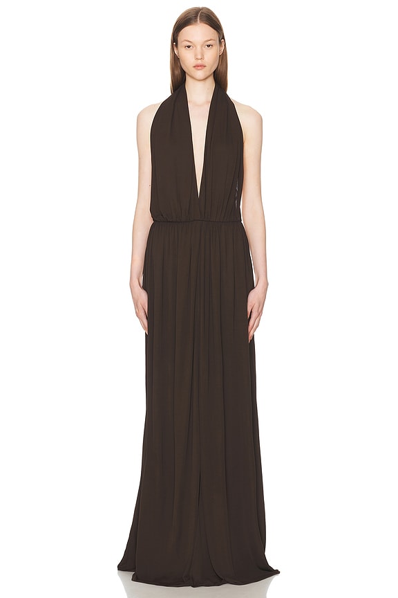 knee length dresses for ladies Plunge Cross-Back Maxi Dress in White - 8