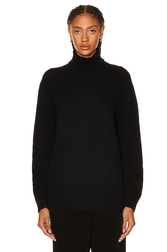 LESET Zoe Oversized Turtleneck Sweater in Black | FWRD