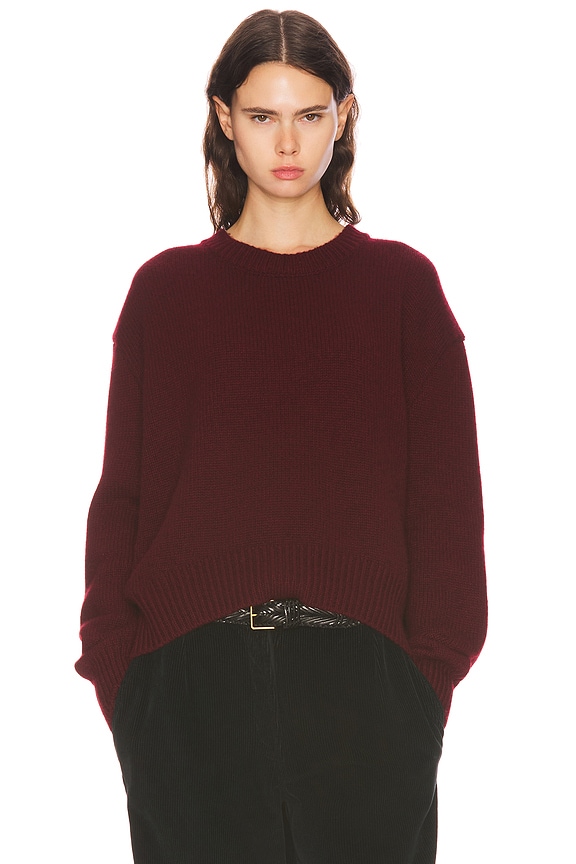BODE Bucky Pullover Sweatshirt in Red & Ecru | FWRD