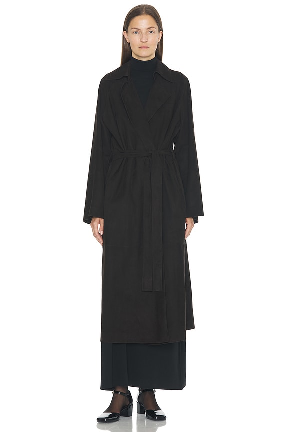TOTEME｜COATS (Long fluid summer coat black (233-1045-26 Toteme Long Fluid Summer Coat in Black | FWRD