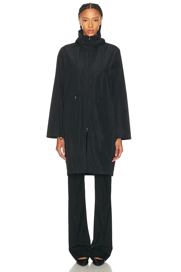 Saint Laurent Logo Coat in Noir | FWRD