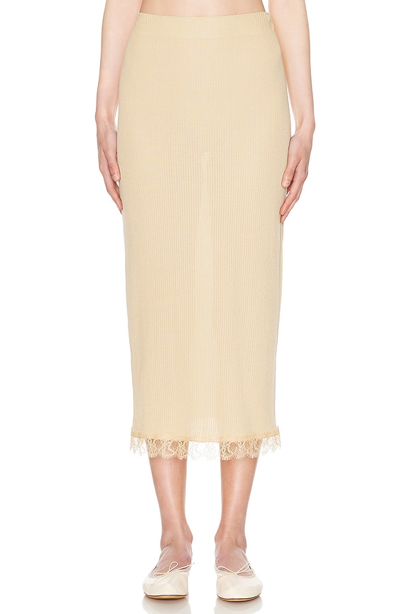 Bottega Veneta Cotton Moving Rib Skirt in Pineapple Chalk | FWRD