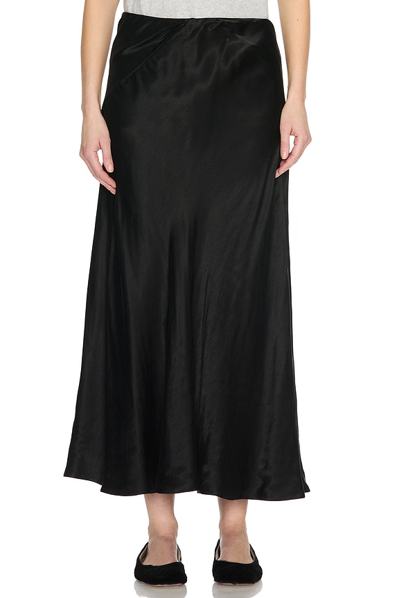 Enza Costa Twill Circle Skirt in Black | FWRD