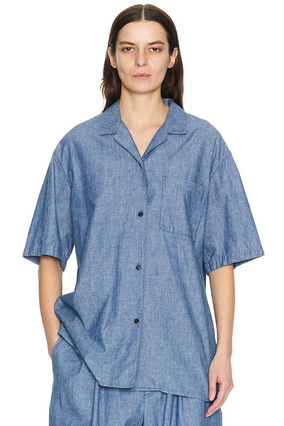 Carhartt WIP Short Sleeve Lovilia Shirt in Blue Heavy Stone