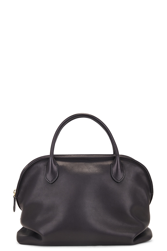 The Row Soft Margaux 17 Grain Leather Tote in Black | FWRD