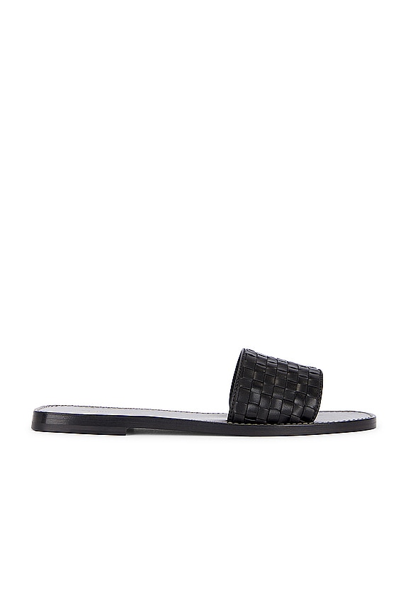 Saint Laurent Bianca Flat Sandals in Nero | FWRD