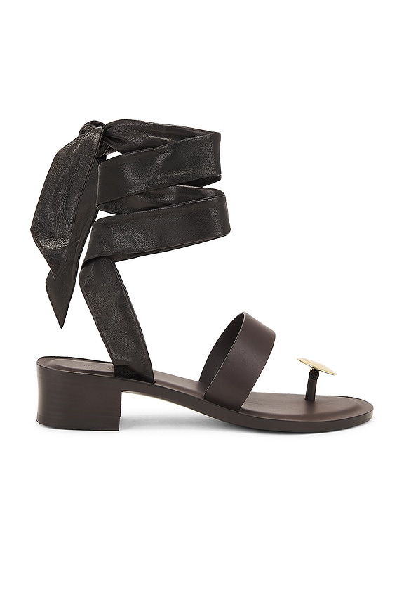 The Row Cord Sandal in Espresso, Dark Brown, & Brass | FWRD