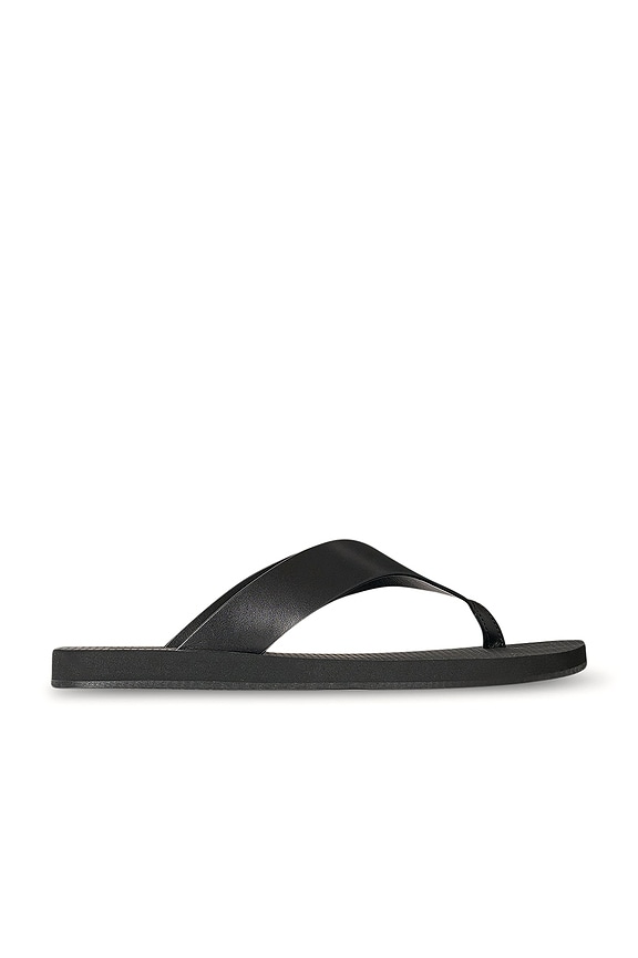 The Row Constance Leather Flat Sandals in Mocha | FWRD