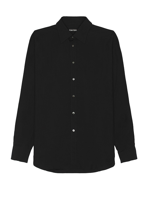 シャツ *RAF SIMONS* Straight fit leather patch denim shirt dark nav Leather Patch Straight Fit Denim Shirt in Black – SVRN
