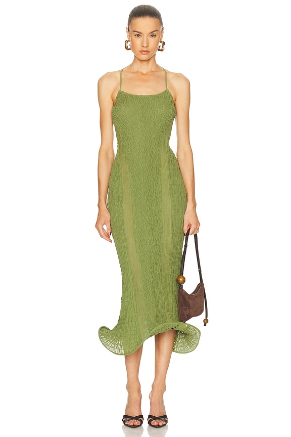green emerald velvet dress Scylla - Mesh Jersey and Slip Satin Dress
