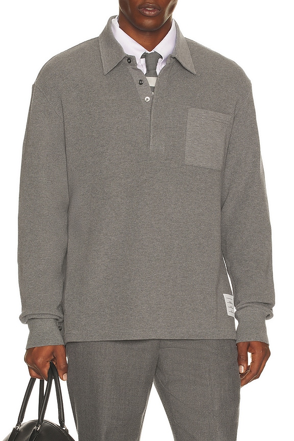 Thom Browne Shark & Surfboard Embroidery Zip Hoodie in Navy | FWRD