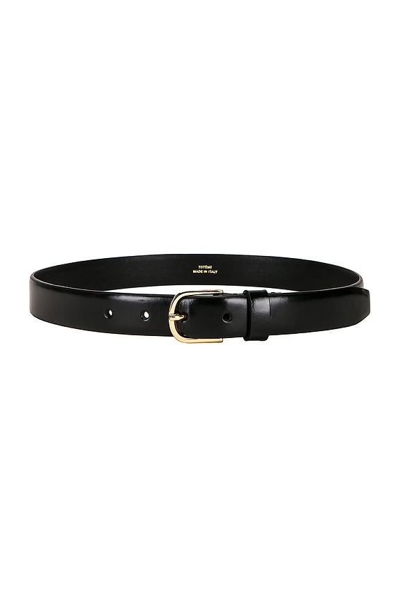 LOEWE ブラックレザー ベルト ゴールドバックル 115cm Loewe L ベルト - Black & Gold | FWRD