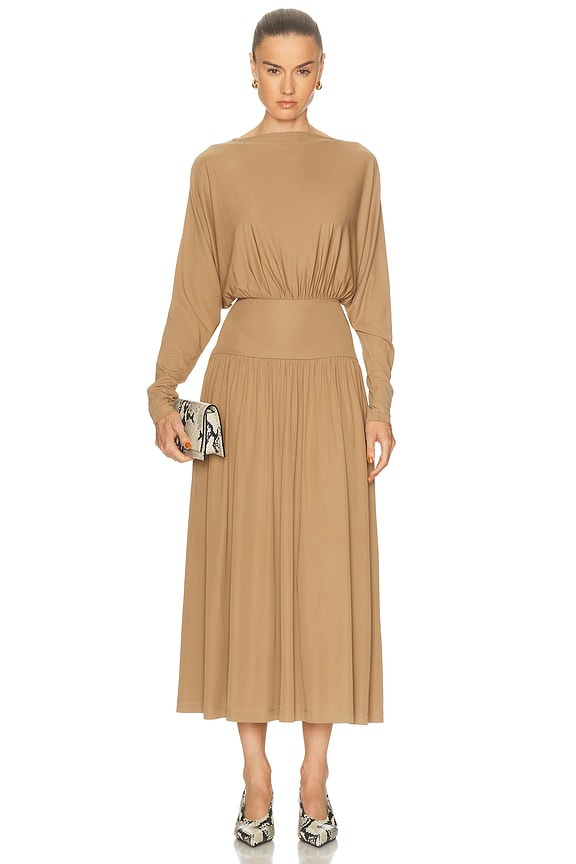 Norma Kamali Obie Midi Dress in Salmon | FWRD