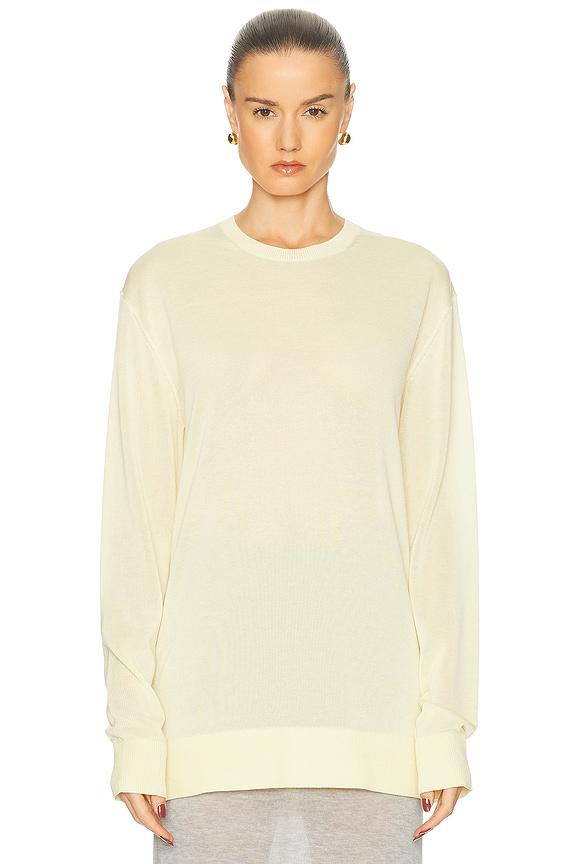 Acne Studios Face Knit Pullover Sweater in Sage Green | FWRD