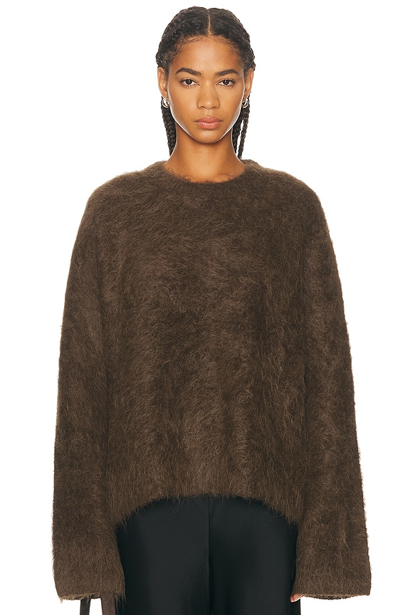 The Elder Statesman Solid Roll Crew Sweater in Cinnamon | FWRD