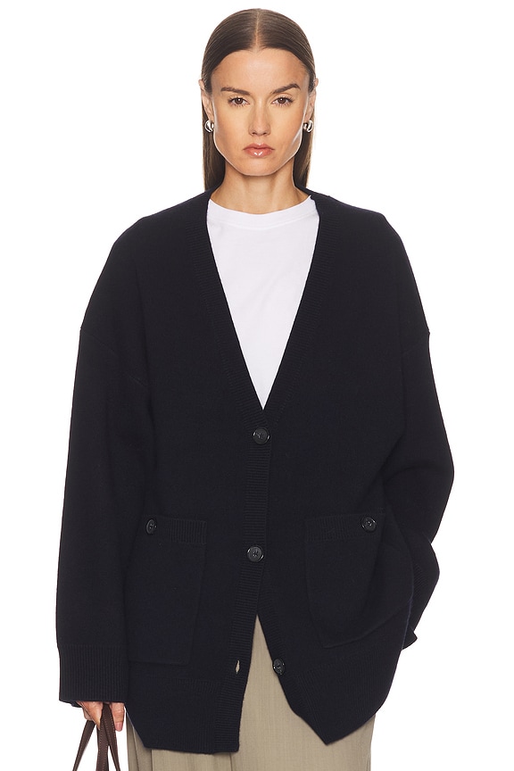 Acne Studios Rives Mohair Cardigan in Petrol Blue | FWRD