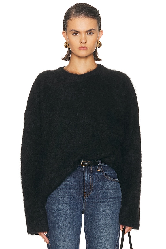 Alexander Wang Pearl Necklace Crew Neck Sweater in Black | FWRD
