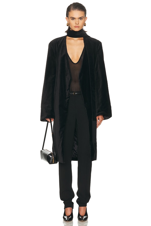 Rick Owens AW14 ウール　レザープリーツ　コート　40 Rick Owens Knife Coat in Black | FWRD