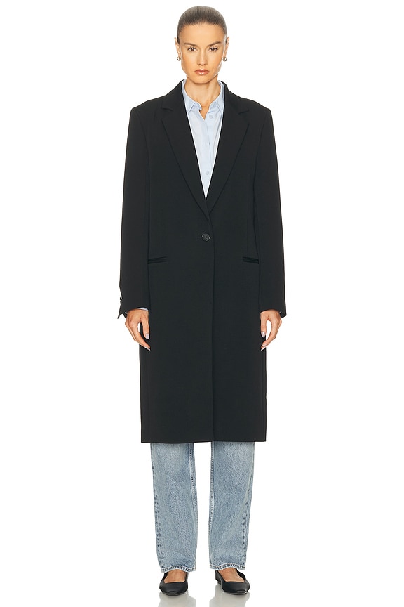 Balenciaga Cut Away Boxy Coat in Black | FWRD