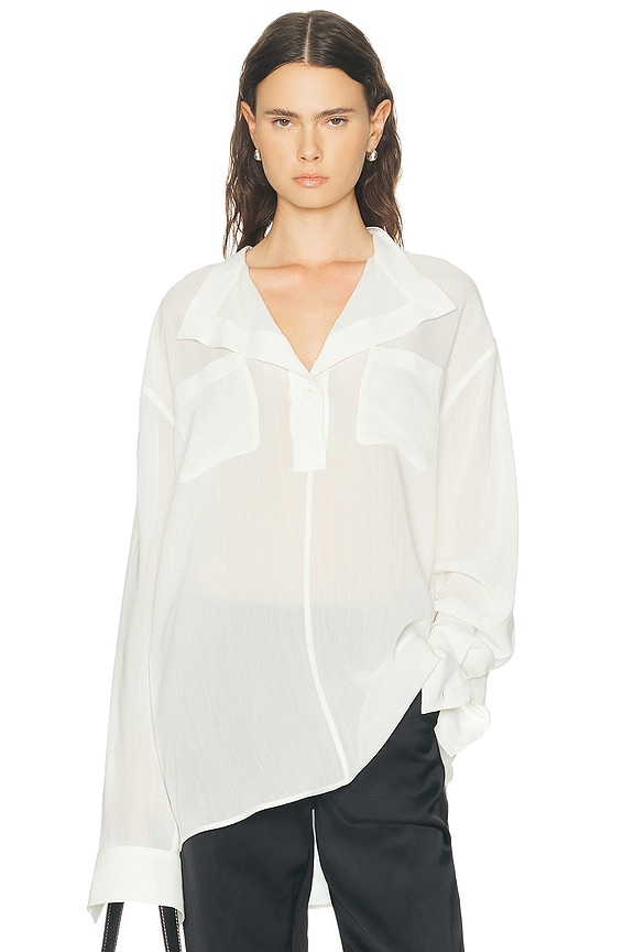 Helsa Poplin Lace Back Shirt in White | FWRD