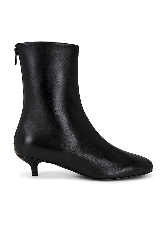 Toteme The Mid Heel Leather Boot in Black | FWRD