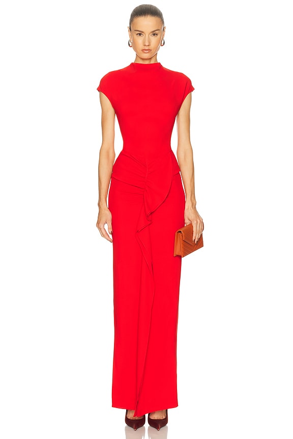 self-portrait Rhinestone Mesh Maxi Dress in Red | FWRD