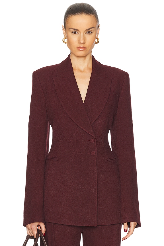Bottega Veneta Sartorial Grain De Poudre Blazer in Burgundy Bottega Veneta Sartorial Grain De Poudre Blazer in Burgundy