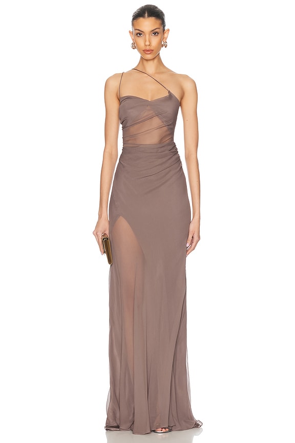 Christopher Esber Verve Lace Floating Silk Dress in Eucalypt & Black | FWRD