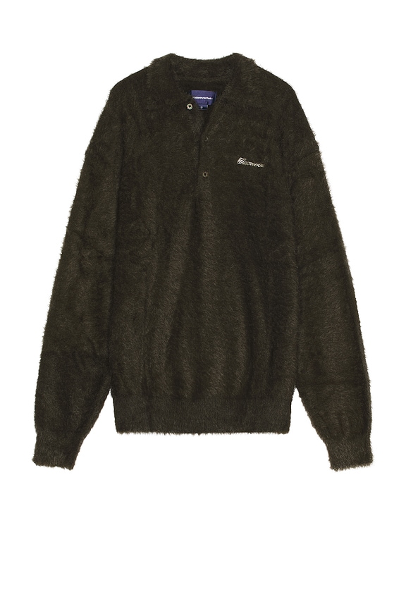 さらに100円引き◆thisisneverthat◆Script Shaggy Knit Polo thisisneverthat Script Shaggy Knit Polo in Dark Brown | FWRD