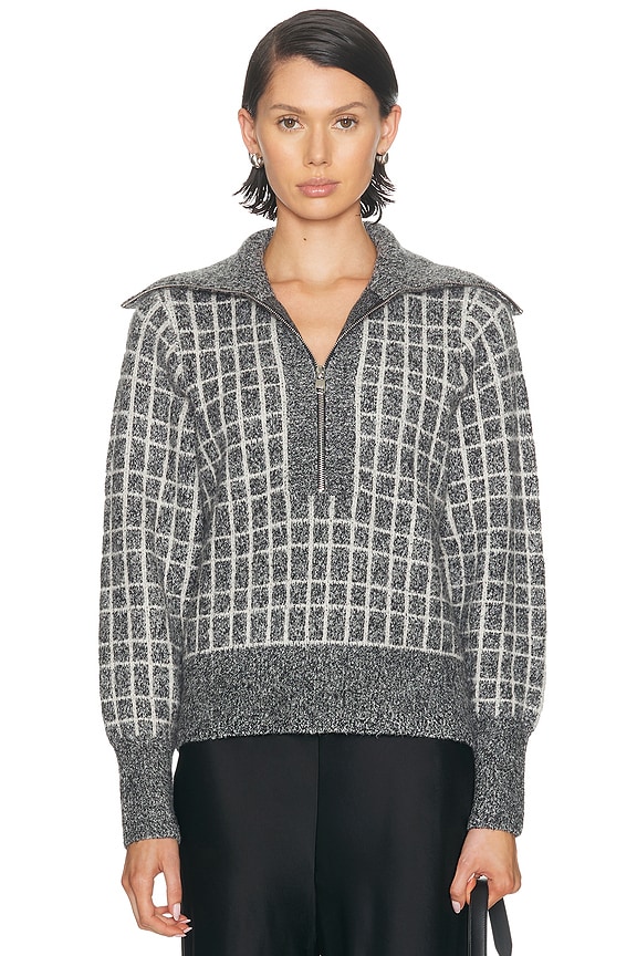 Balenciaga Long Sleeve Logo Cardigan in Dark Grey & White | FWRD