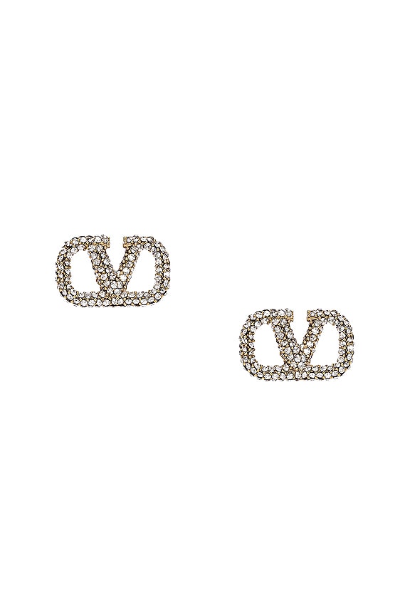 Valentino Garavani VLOGO イヤリング - Oro & Crystal Silver