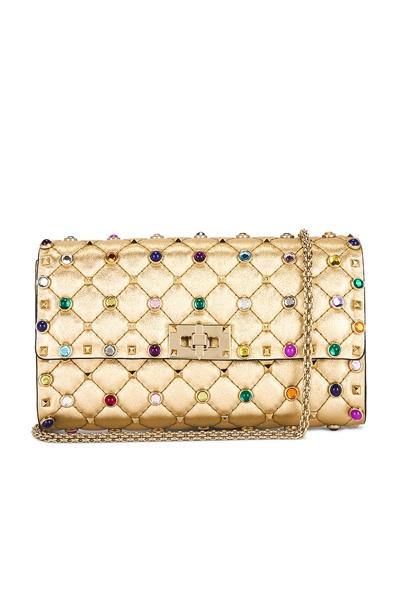 VERSACE Clutch Chain Bag in Crystal & Versace Gold | FWRD