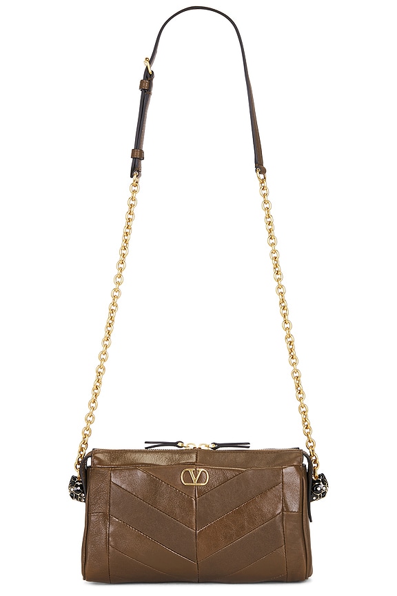 Bottega Veneta The Pouch Clutch in Clay & Gold | FWRD