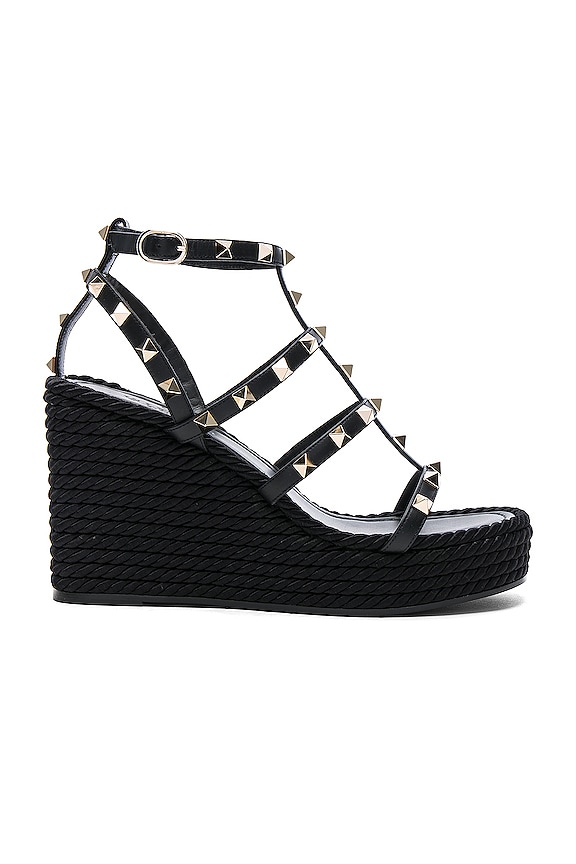 Saint Laurent Cassandra Espadrille Wedge in Black | FWRD display picture 1